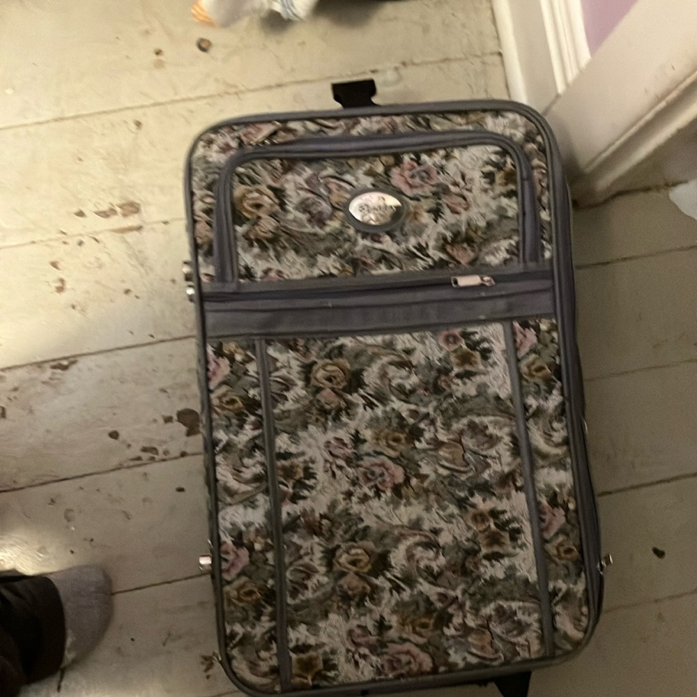 Gray vintage suitcase